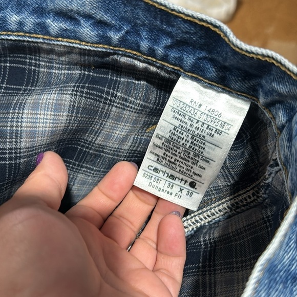 Carhartt jeans dungaree fit 38 x 30 flannel lined plaid - Picture 7 of 7